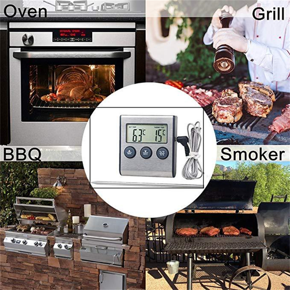 Kitchen Digital Cooking Thermometer Meat Food Temperature For Oven BBQ Grill Timer Function with Probe Heat Meter for Cooking