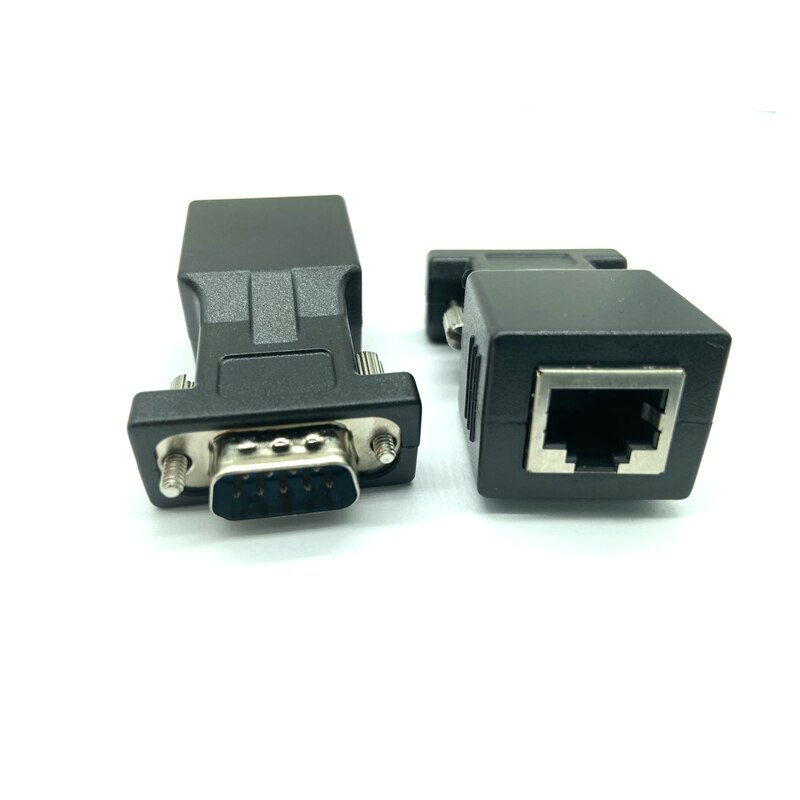 Com port til lan ethernet port konverter  db9 rs232 han hun til  rj45 hun adapter 1 stk kræver ingen ekstern strøm