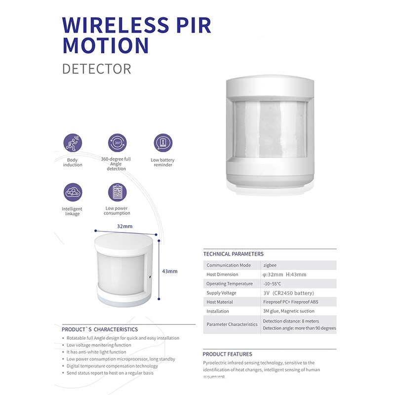 Super mini tuya zigbee pir bevægelsessensor trådløs passiv infrarød detektor smart hjem sikkerhed tyverialarm sensor app kontrol