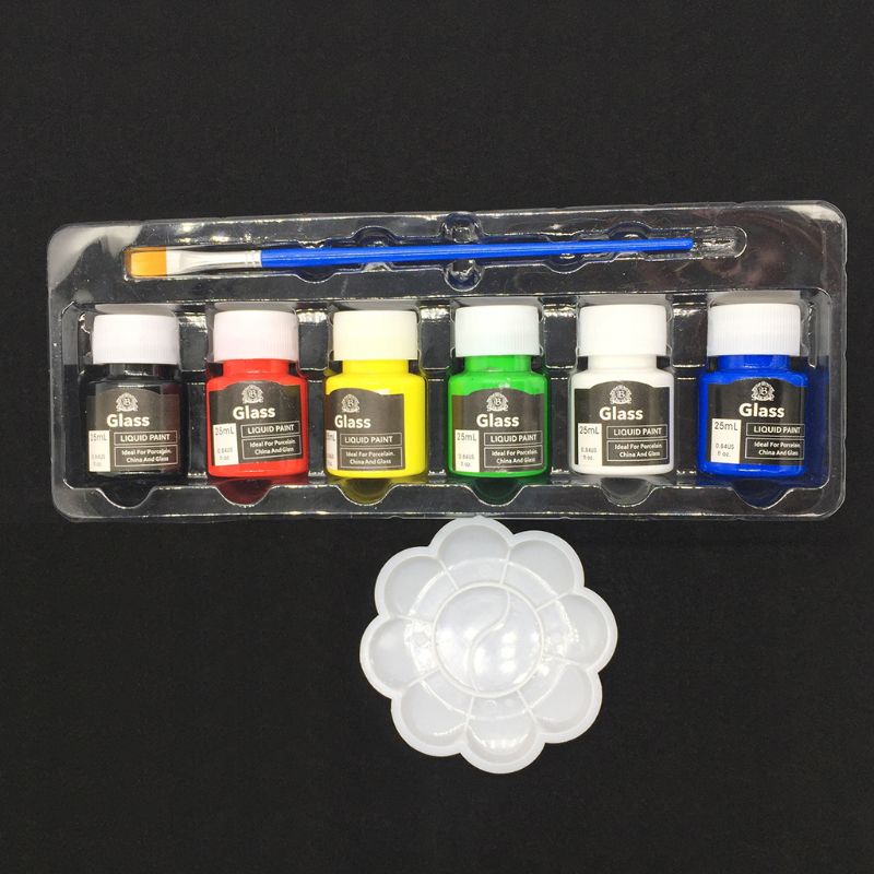 6 x 25ml tunge kropsfarver rige pigmenter glasmaling sæt til maling lærred håndværk