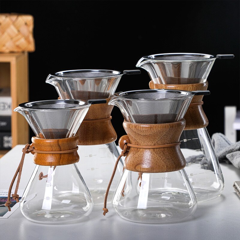 400ML/600ML Handmade Coffee Pot Coffee Maker Coffee Pot Espresso Coffee Machine with Stainless Steel V60 Filter Pot