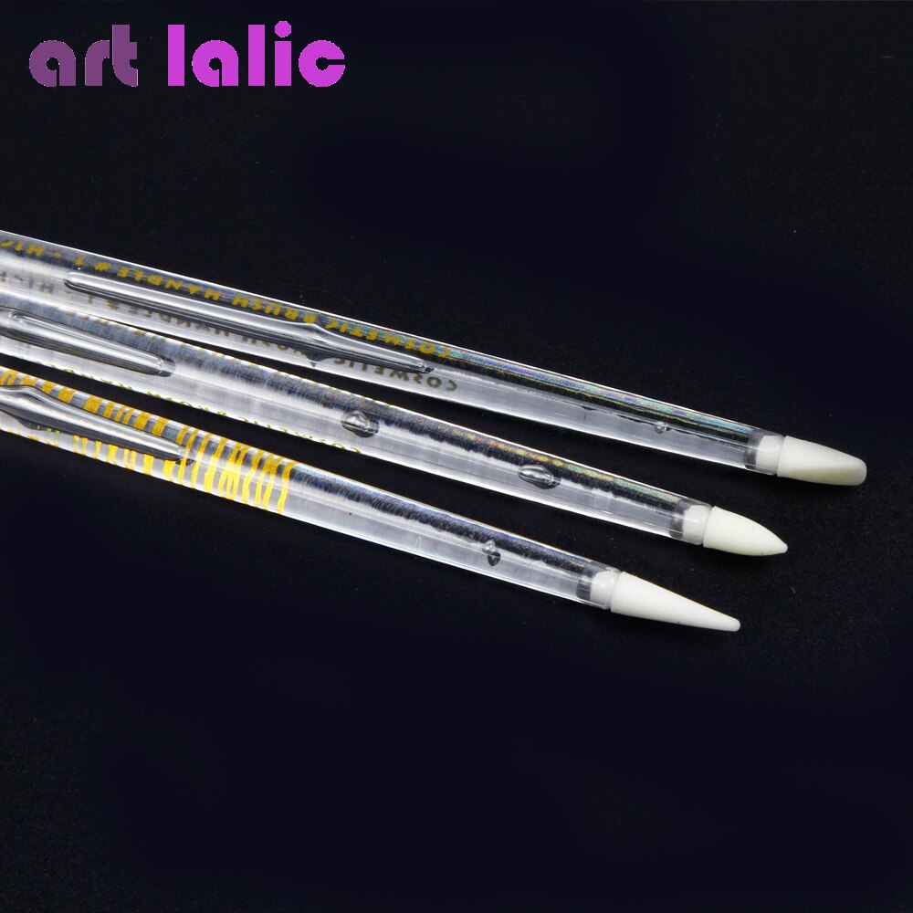 3 stk nail art pensel pen silikone hoved udskæring prægning forme hul skulptur akryl manicure prikke værktøjer