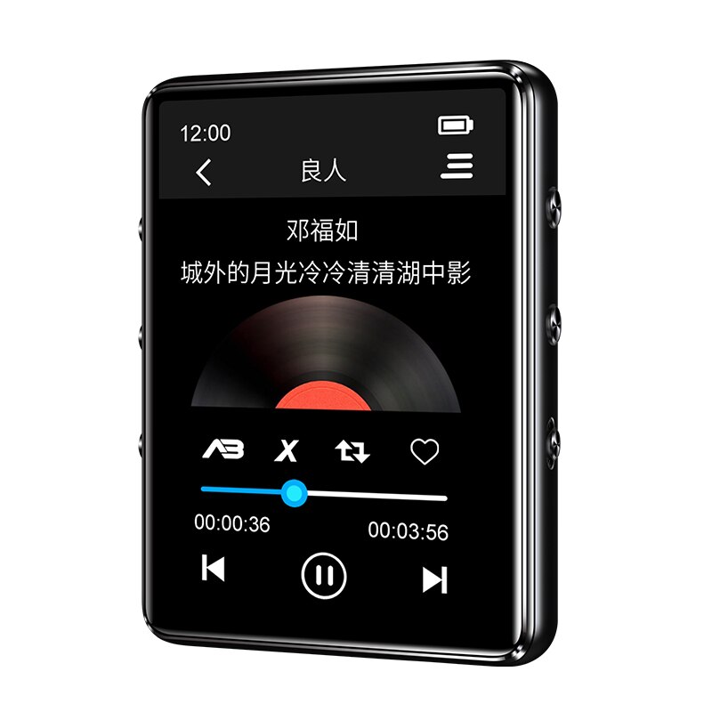 Bluetooth 5.0 metal MP3 player full touch screen built-in speaker 4G 8G 16G with e-book FM radio recording video playback: Black-X60 / 32GB