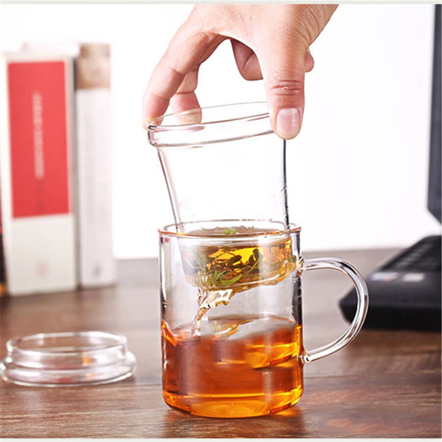 Café Transparent DDQ116 de tasses de thé de Fincan d'eau de cruche en verre d'eau plus épaisse avec l'infuseur