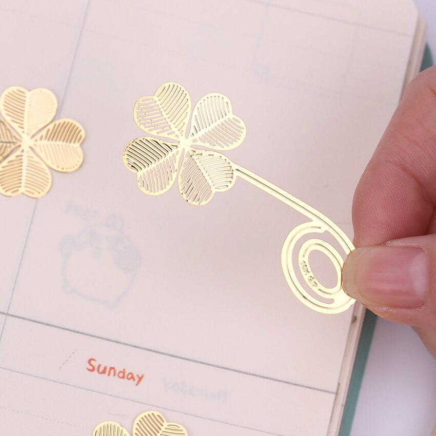 1Pc Metal Hollow Klavertje Vier Bookmark Reading Mark Notes Leren Briefpapier