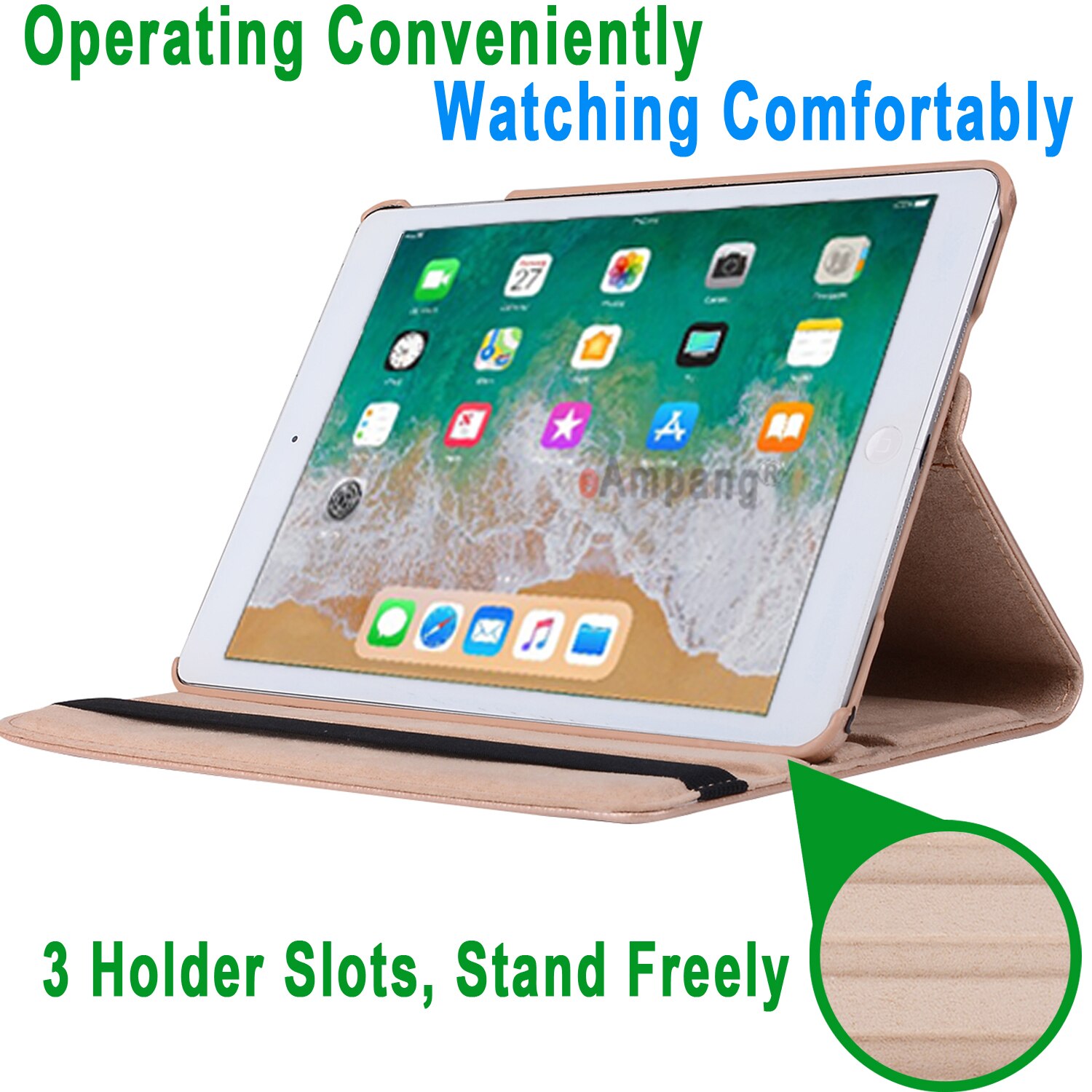 Voor ipad air 2 air 1 ipad 9.7 hoesje cover  a1822 a1823 a1893 a1954 5th 6th generatie hoesje 360 graden draaibaar funda