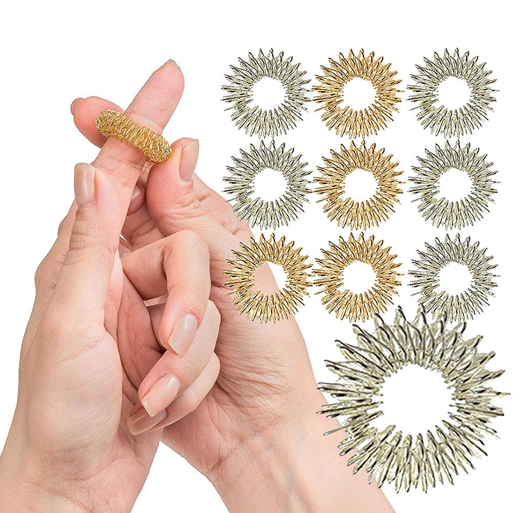 10Pcs Spiky Massage Finger Ring Fidget Sensory Kids Adult Health Care Toy Tool Finger Acupressure Ring Hand Fidget Stress Relive