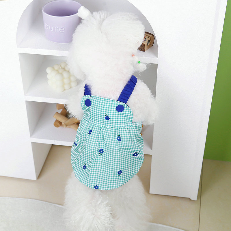 Robe d'été à fleurs pour chien, vêtements de princesse mignons pour chat et chien, Chihuahua Frnench bouledogue Bichon, Costume pour chien, jupe pour animaux de compagnie: XS / Bleu