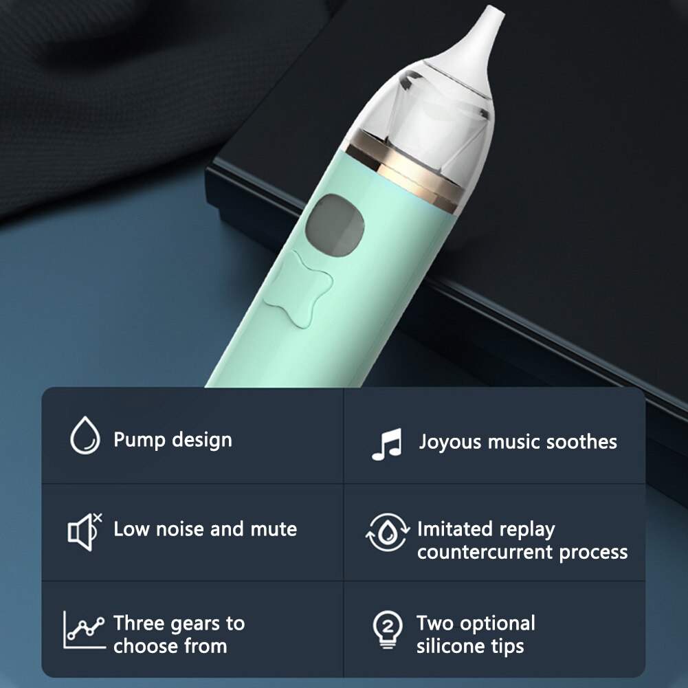 Slijm Remover Baby Neuszuiger Draagbare Automatische Snot Sucker Herbruikbare Met Muziek Elektrische Neus Zuig Home Reizen