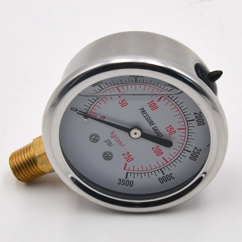 1/4 NPT Automotive Oil Pressure Gauge Instrument Hydraulic Meter Gauge 0-3500 PSI