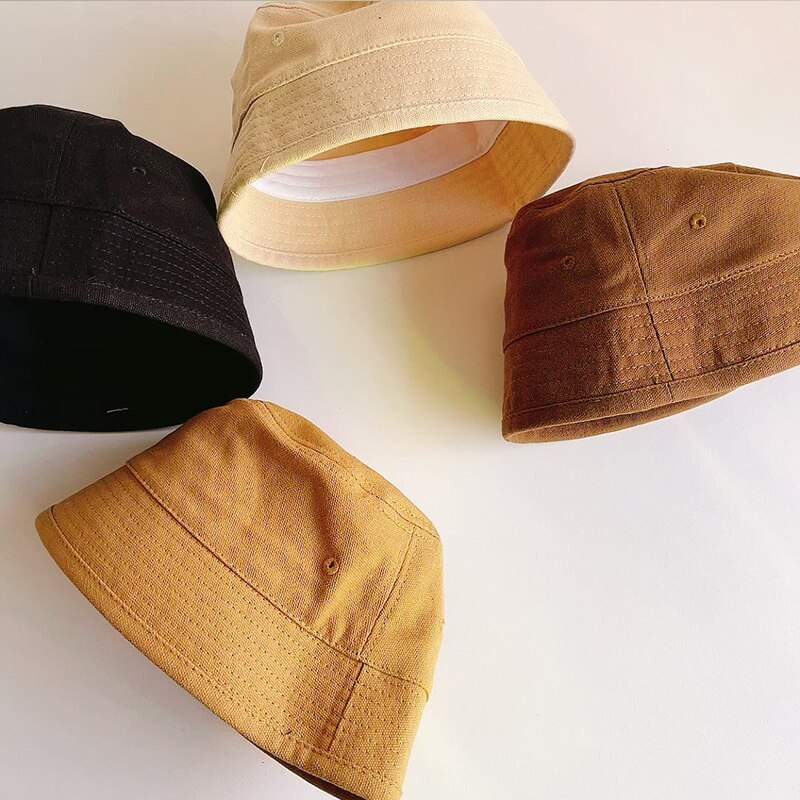 Cappello da pescatore estivo per bambini cappello da pescatore in cotone per bambini tinta unita cappello da sole per bambina Casual per bambini