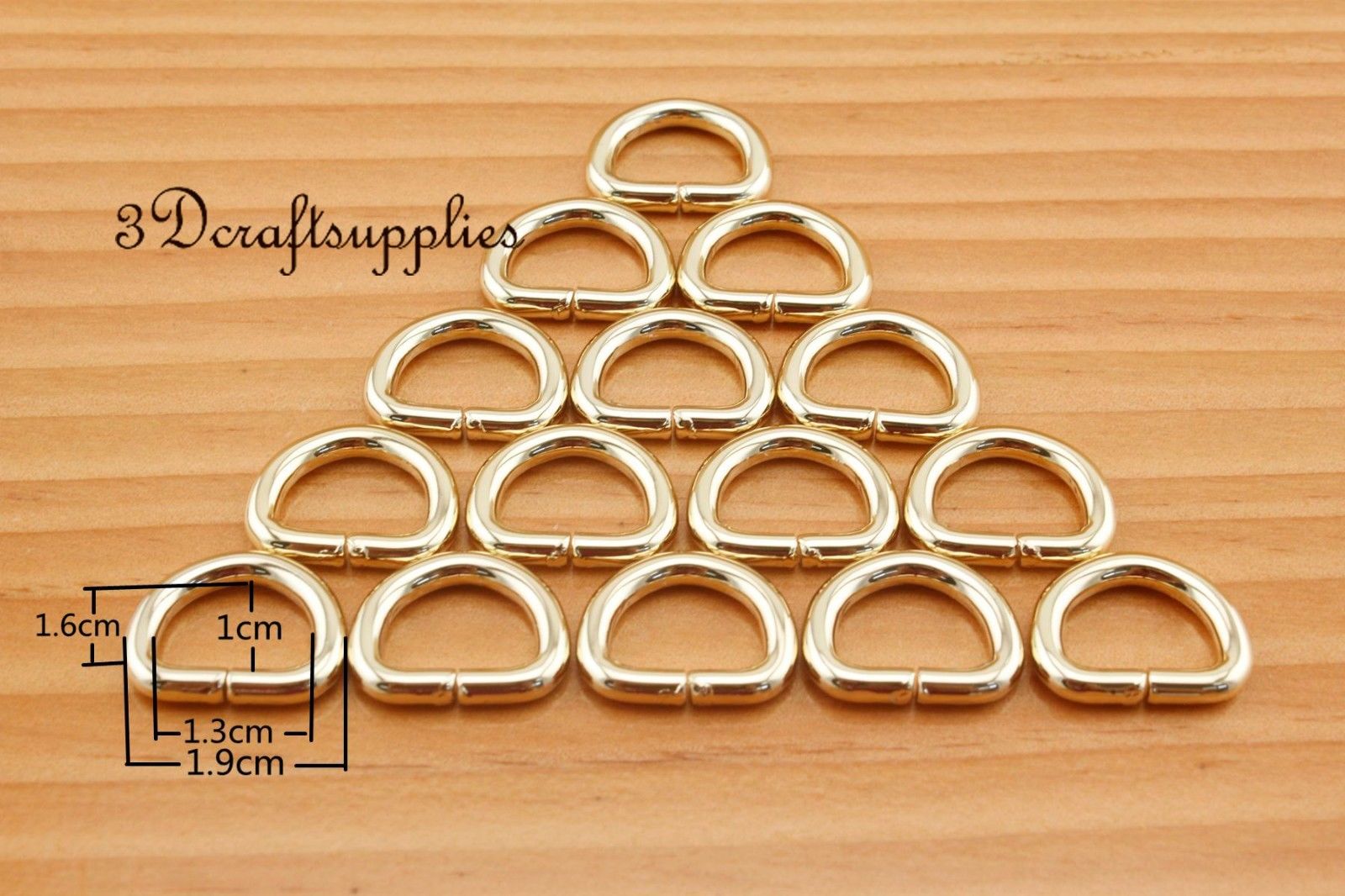 12 MM d ring d-ringen purse ring Webbing Strapping metal licht goud 1/2 inch 20 pcs U169