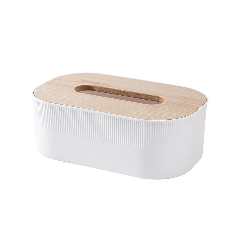 Plastik-Taschentuchbox mit Holzdeckel im Nordischen Schlichtheit-Stil Desktop-Serviettenbox für Wohnzimmer, Badezimmer und Toilette Quadratische Taschentuchbox: Rot