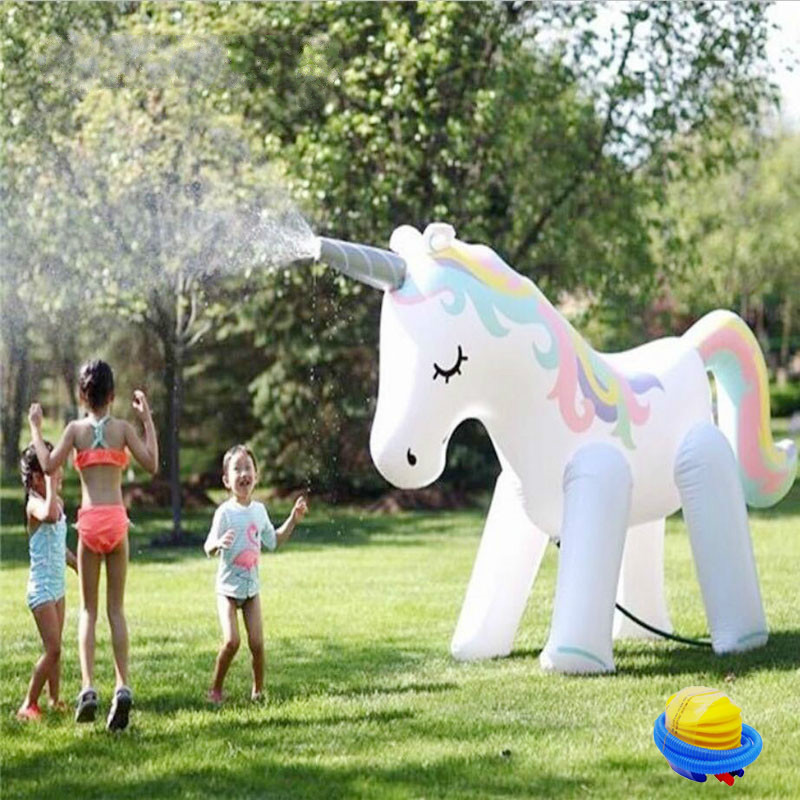 Ginormous Eenhoorn Sprinkler Opblaasbare Float Yard Garden Party Waternevel Speelgoed Voor Kids Family Fun Opblaasbare Eenhoorn Water