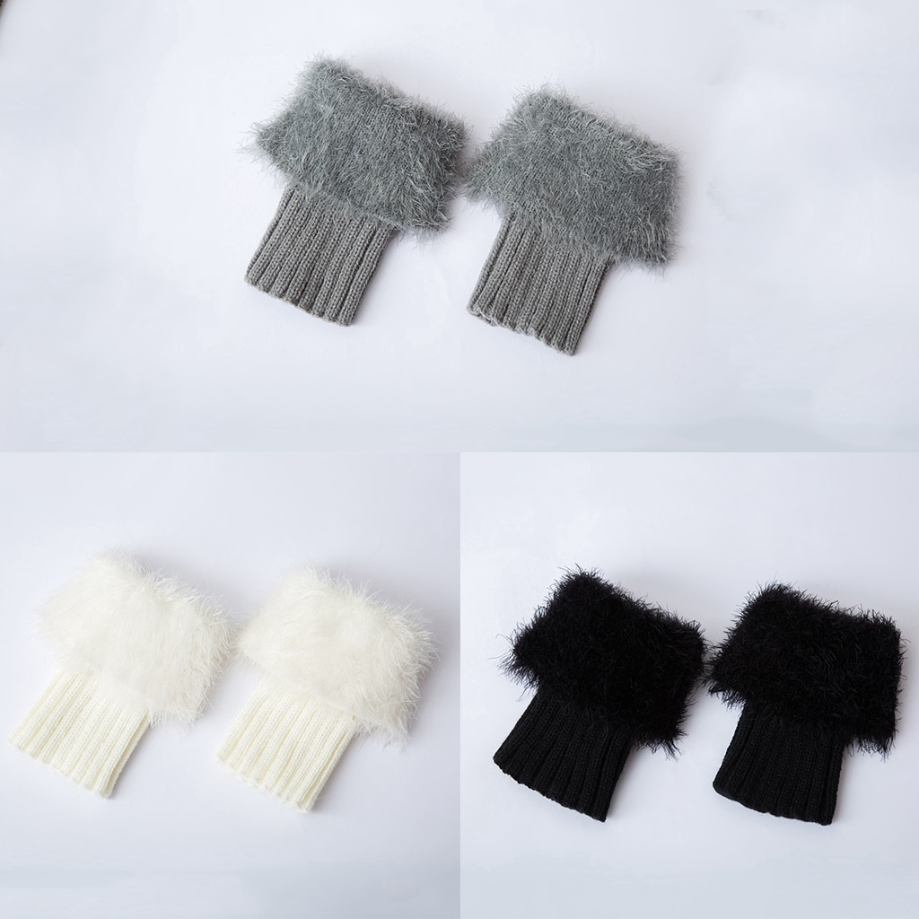 Calentadores de piernas con plumas artificiales para invierno