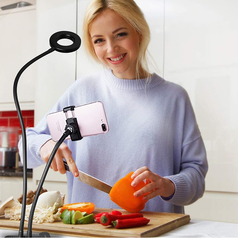 flexibel Schreibtisch praktisch Halfter Einbeinstativ Halterung mit LED Ring-Licht Lampe Tabletop Stehen Stative für Video Blogger