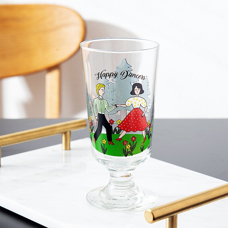 Bril Voor Sap Cartoon Glazen Beker Glazen Beker Transparant Creatieve Keukengerei Cups Goblet Persoonlijke Kantoor Leuke: Dancer