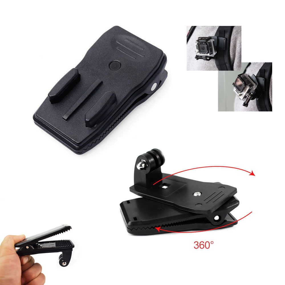 Sac à dos caméra d'action 360 degrés rotatif sac à dos chapeau pince de fixation pour Gopro Hero 5 3 4 Session pour Go Pro accessoire