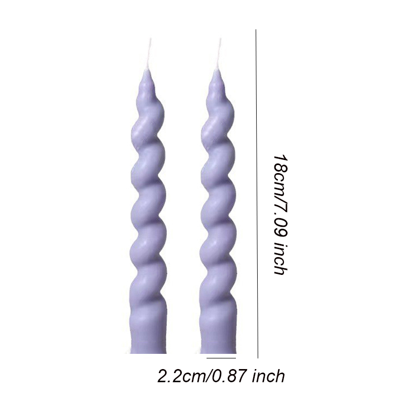2 Stuks Lange Versierd Kaarsen Spiraal Vormige Geurkaars Home Decor Accessoires Lange Staaf Twisted Aroma Kaarsen Huishoudelijke Kaarsen: violet