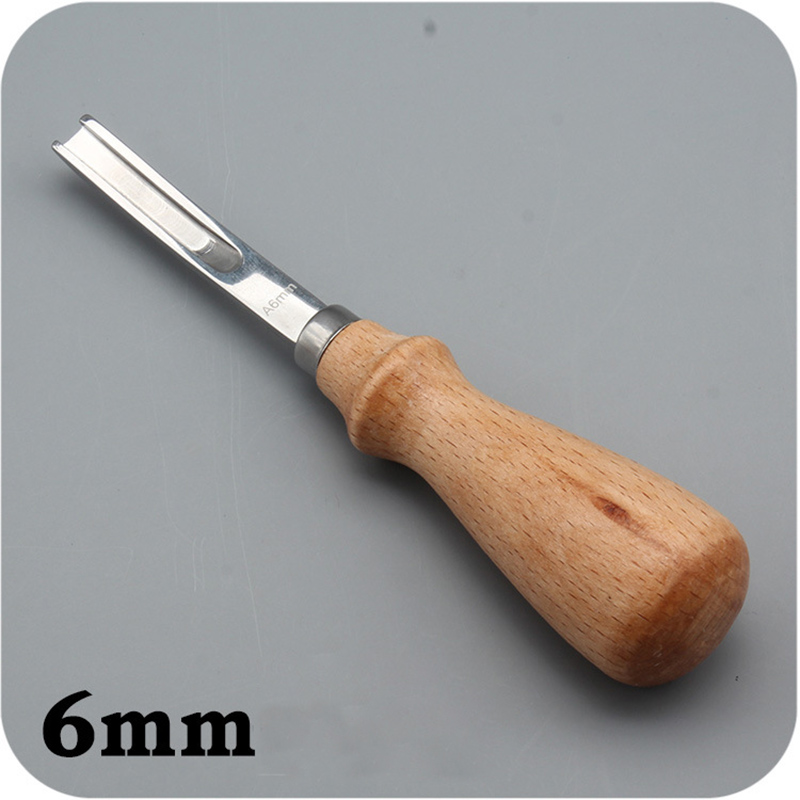 Cuchillo biselador para artesanía de cuero, herramientas de corte con mango de madera, 3 tamaños, 4mm, 6mm, 8mm: 6mm