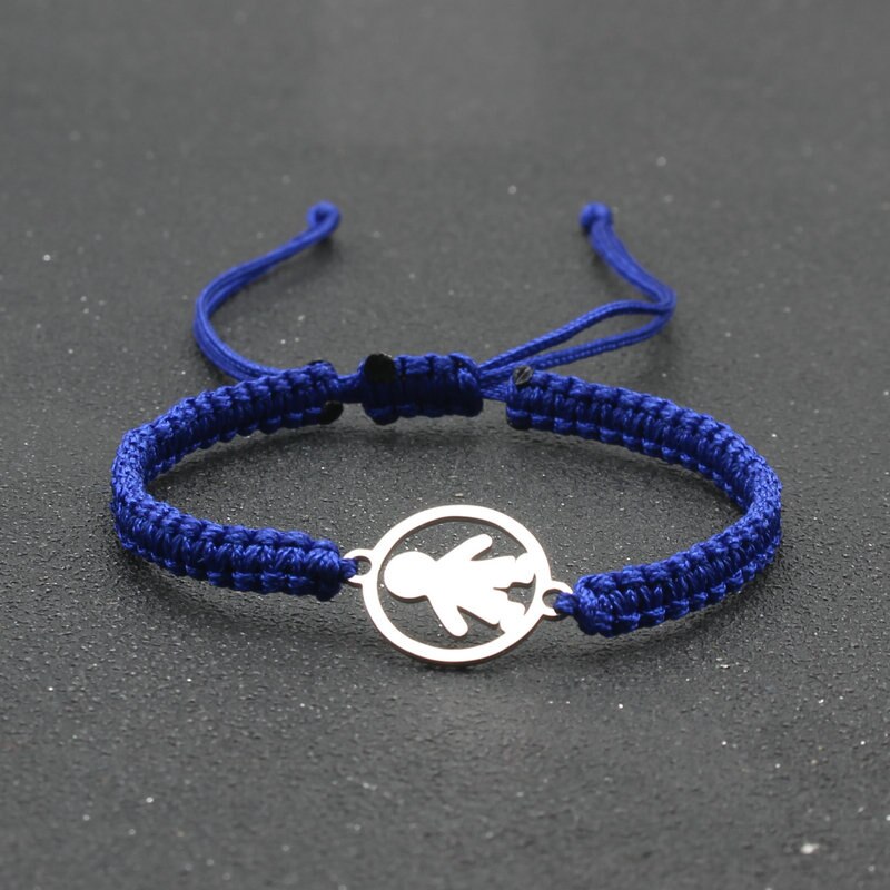 Rvs Schattige Kleine Jongen Bedelarmband Handgemaakte Braid Verstelbare Lucky String Armbanden Voor Vrouwen Mannen Paar Kind: Blue