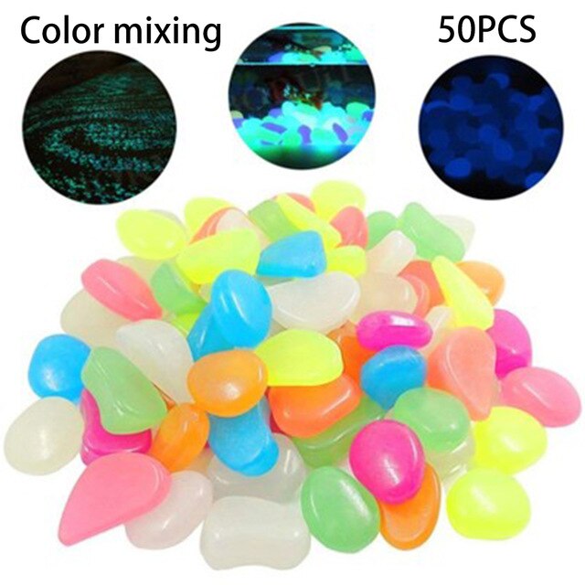 50 Stuks Lichtgevende Steen Lichtgevende Steen Tuinieren Aquarium Landschapsarchitectuur Geplaveide De Dark Stenen Gloeiende Stenen Fluorescerende Heldere: Colorful