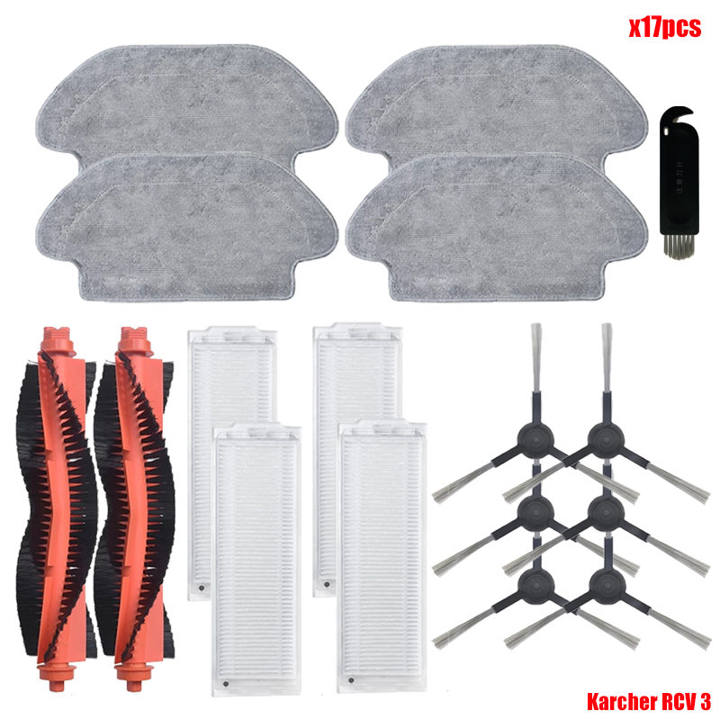 Accessories For Karcher RCV 3 Robot Vacuum Cleaner Spare Parts Roller Side Brush Hepa Filter Mop Cloth Tool Brushes Replacement: MULTI