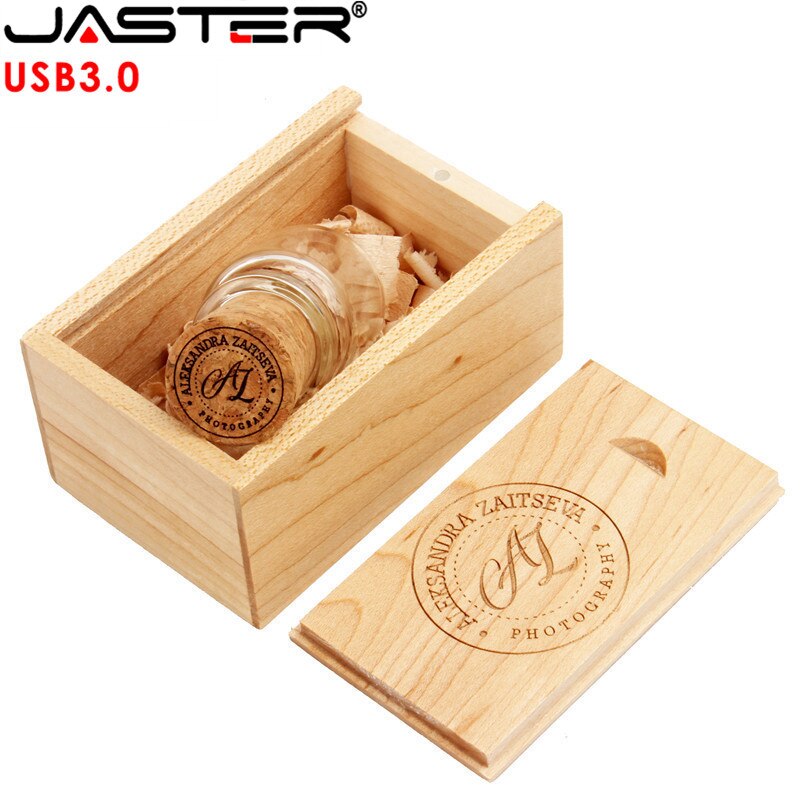 JASTER-botella de vidrio USB 3,0 con corcho, pendrive para botellas de cristal, 4GB, 8GB, 16GB, 32GB, 64GB, de boda