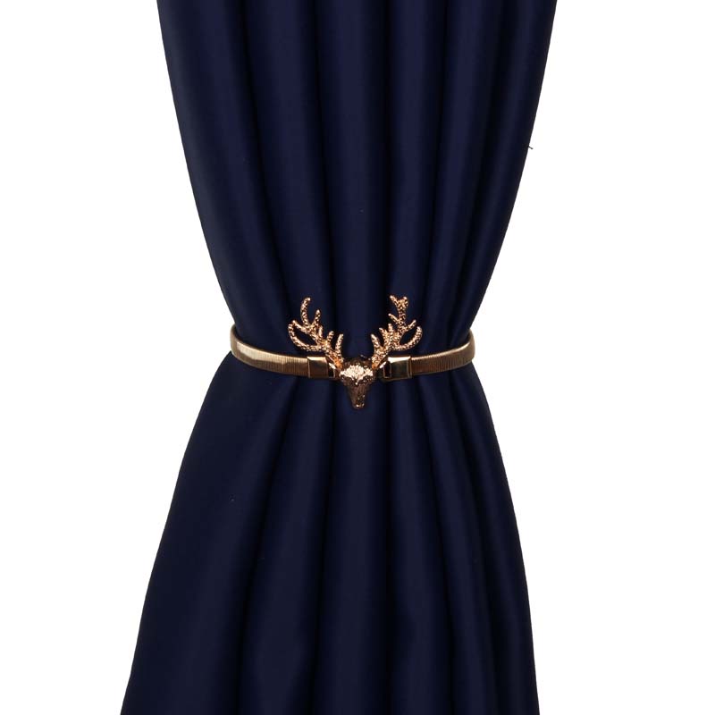 Gyllene silver gardinklämma gardinhållare fjäderform tieback spänne klämmor gardintillbehör heminredning: Guld rådjur