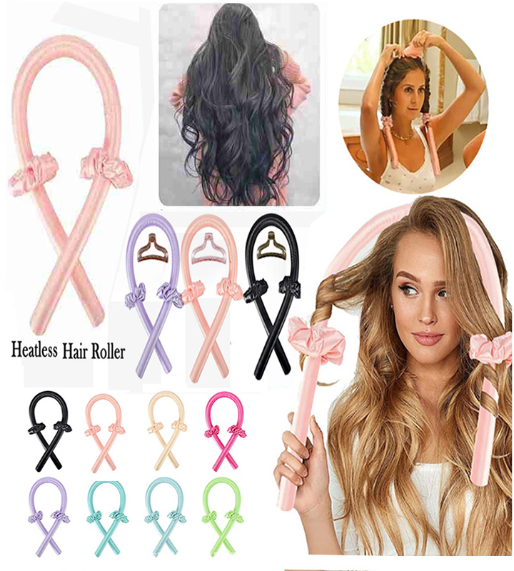 Conjunto de productos para el cabello rizado, rulos sin calor para cabello corto y largo, diadema de seda para la noche, herramienta de peinado para el cabello rizado boucleur cheveux