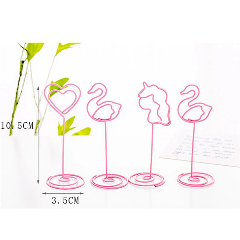12pcs Titulares do Número da Tabela Cartão Unicórnio Forma Foto Clips Titulares Menu Estande Titular Lugar Cartão de Papel Bonito para a Casa rosa