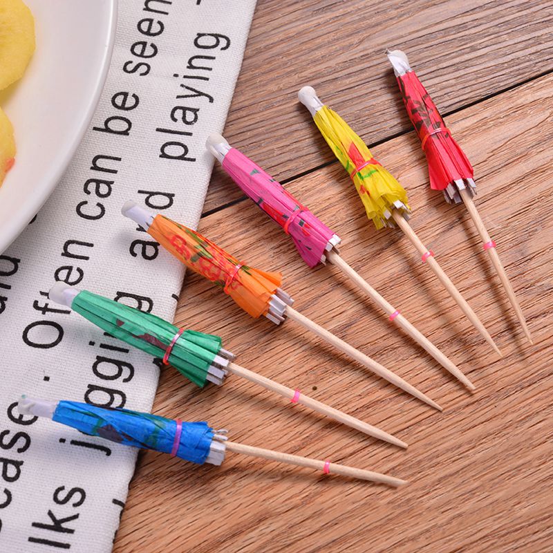 100 Gemengde Papier Cocktail Paraplu Parasols Voor Party Tropische Drankjes Accessoires