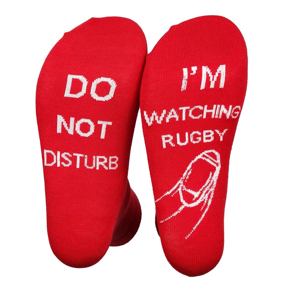 Femmes hommes ne pas déranger je regarde Rugby drôle quotidien porter mi-mollet nouveauté chaussettes confortable doux lettre imprimé: Rouge