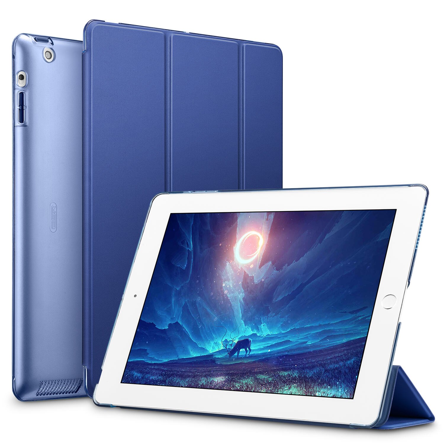 ESR Case for iPad 2 3 4 9.7 inch Yippee Color Ultra Thin Trifold Smart Stand Cover Case for iPad 2/3/4 A1458 A1460 A1395 Funda: Navy blue