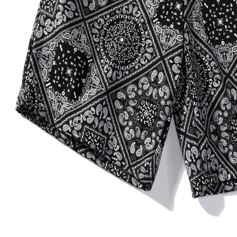 ELKMU – short à motif Bandana Paisley, Streetwear Harajuku, d&#39;été, Hip Hop, bas, taille élastique, HE917