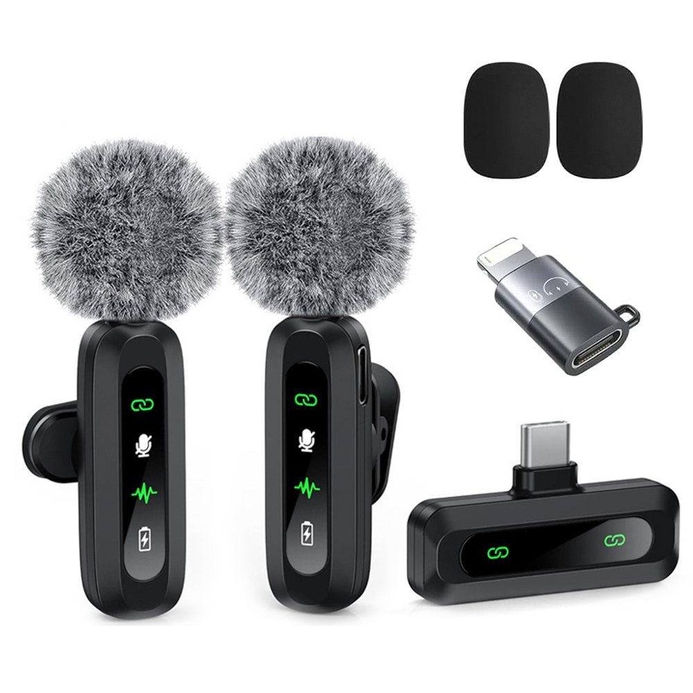 Microfono lavalier wireless per iphone, ipad, android, laptop, trasmissione in diretta, gioco, intervista, registrazione vlog, mini microfono: Viola