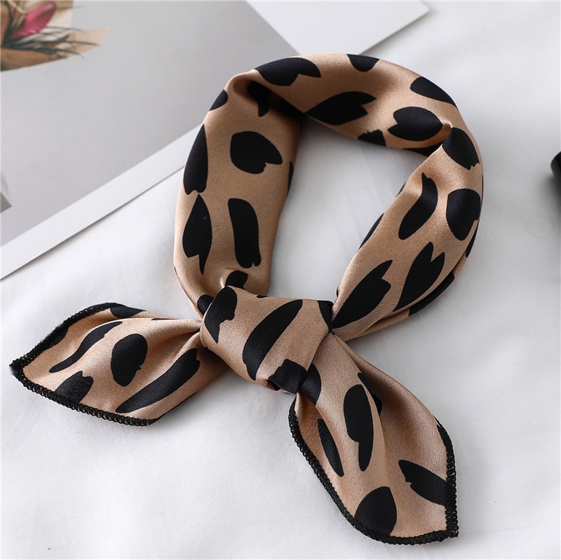 Women Small Satin Silk Scarf Square Print Wrap Foulard Femme Handkerchief Bandana Neck Hair Skinny Tie Scarves Shawls XC: FX-105