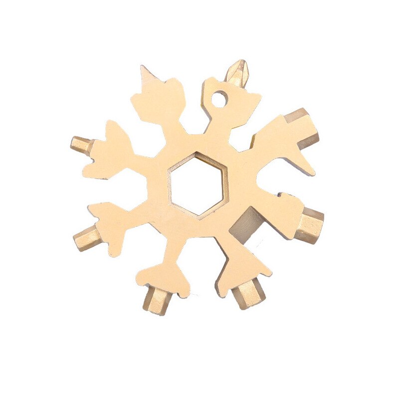 18 in 1 snefnugværktøjskortkombination multifunktions snefnugskruetrækker snefnøgleværktøj snefnugværktøjskort: Guld