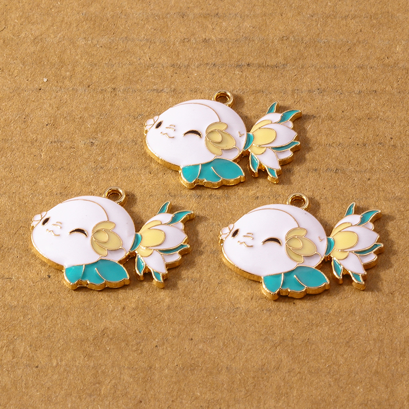 10 stk. søde emalje fiskecharme vedhæng til halskæder, øreringe, gør-det-selv armbånd, håndlavede smykker, tilbehør, forsyninger: Blå hvid zinkbelagt