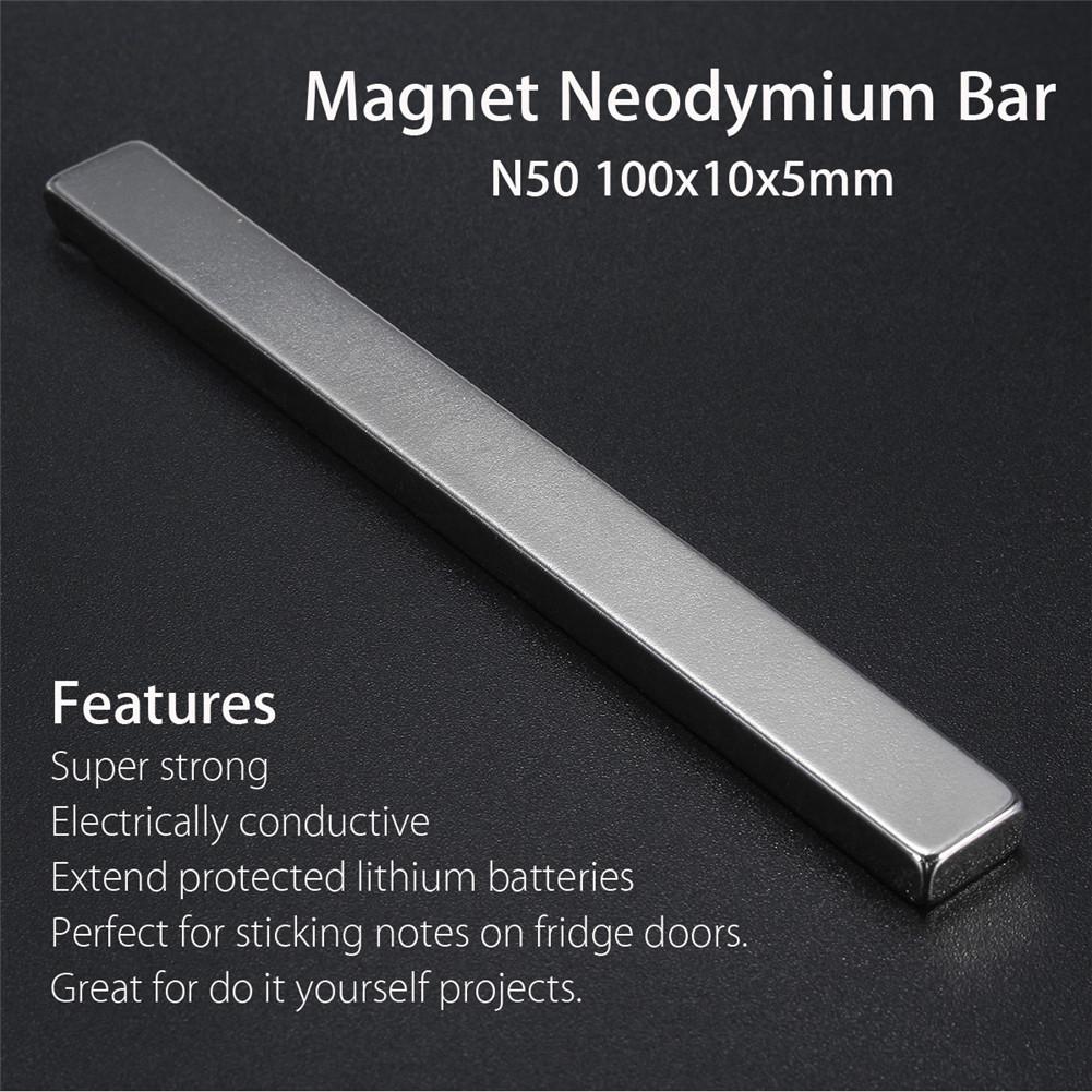 1 Pcs N50 Rectangular Magnet Bar Neodymium Long Magnet Strip Home DIY Tool Magnetic Material Home Improvement 100x10x5MM