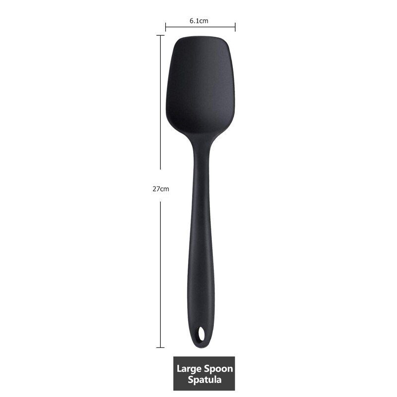 Siliconen 6 Stks/set Spatel Mengen Gebak Schraper Non Stick Boter Spreader Pot Blender Koken Spatel Keuken Bakken Accessoires: l Spatula Black