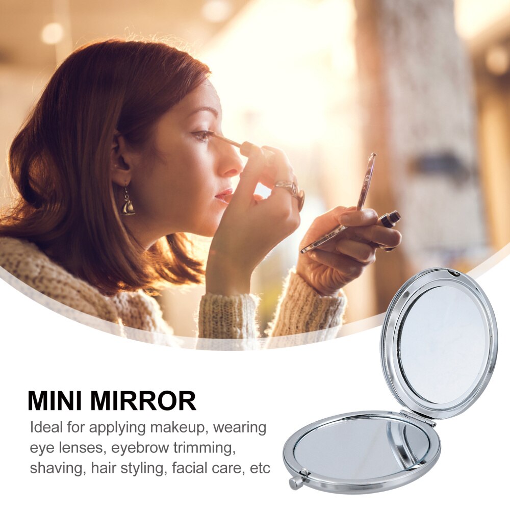 Portable Metal Makeup Mirror Handheld Mini Cosmetic Make Mirror