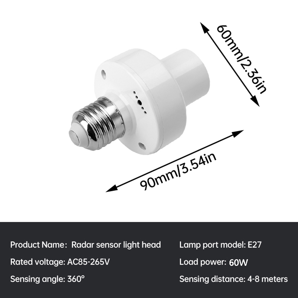 360 stopni PIR indukcyjny czujnik ruchu LED lampka nocna podstawa gniazda E27 AC 85-265V czas opóźnienia regulowany przełącznik