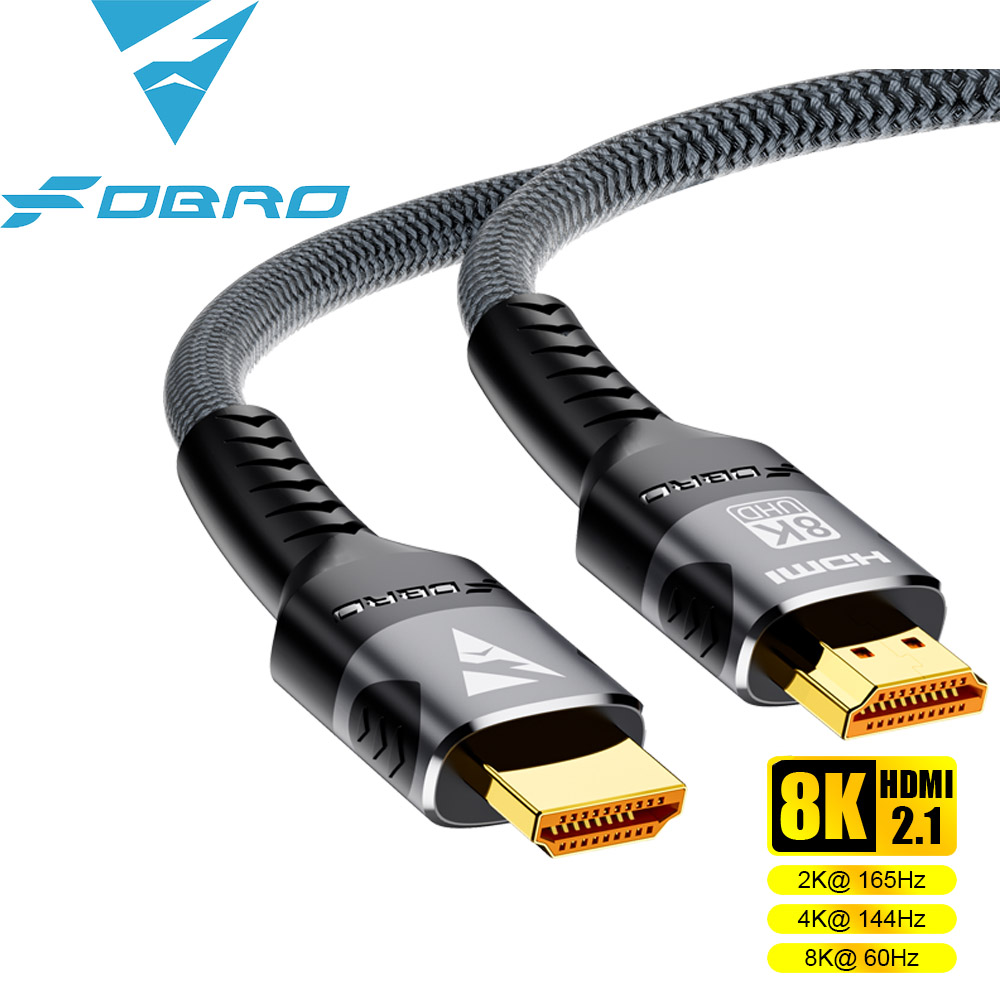 10K 8K HDMI-Kabel 2.1, verfügbare Längen zur Auswahl, Ultra-Hochgeschwindigkeits-HDMI-Kabel, geflochtenes Kabel, 48 Gbit/s, 8K bei 60 Hz / 4K bei 120 Hz, ARC 3D: Blau / 3m