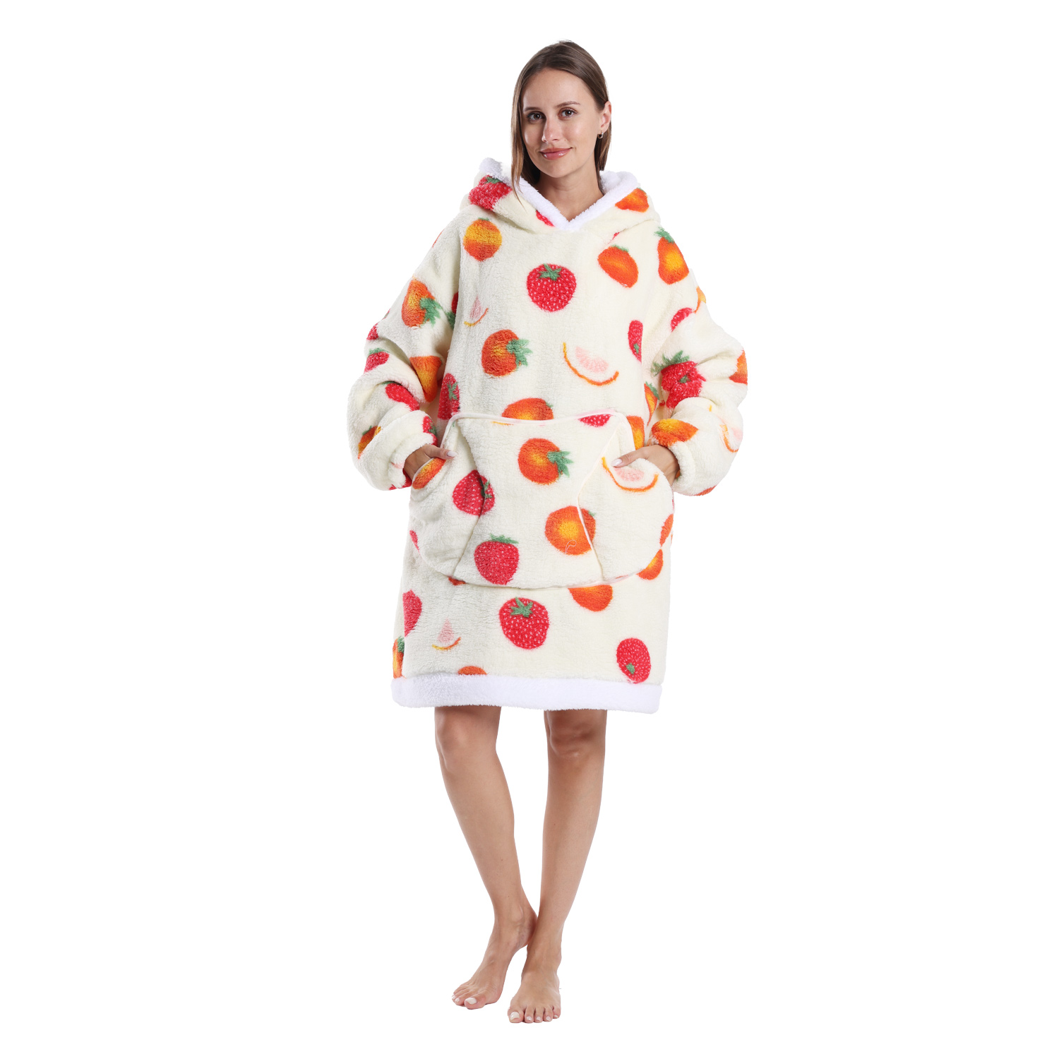 Winter Warm Fleece Fluffy Fuzzy Blanket Hoodie Thick Wearable Blanket Hooded Blanket for Adults Men Women Christmas
