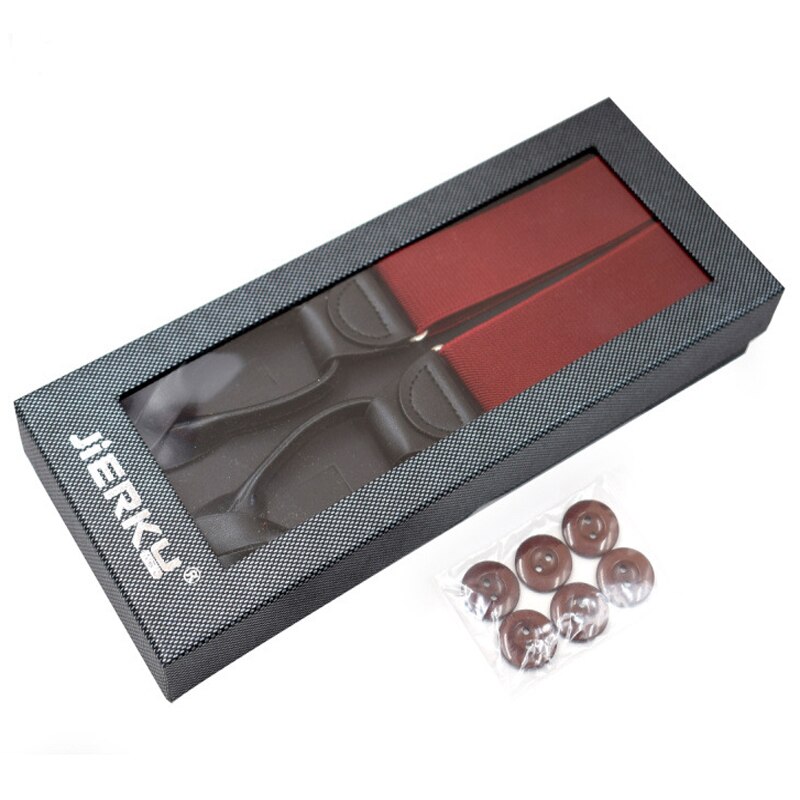 Knappar hängslen man& #39 ;s hängslen unisex svart läder hängslen y-back ligas tirantes 3.5*120cm 7 färger