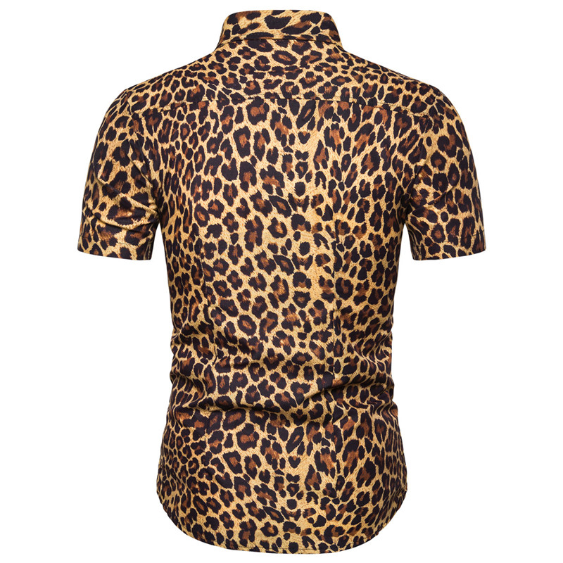 Camisa hawaiana con estampado de leopardo para surfear y playa para hombre, Blusa de manga corta de verano , Top de 3XL, ropa para vacaciones