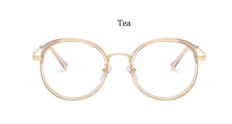Montura de gafas redondas transparentes para mujer, lentes ópticas de Metal Retro vintage, de lujo, de gran tamaño,: Tea