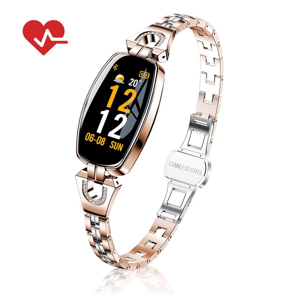 TMYIOYC H8 Intelligente Banda Delle Donne di Fitness Tracker 24-ore di Pressione Sanguigna Monitor di Frequenza Cardiaca Passo Intelligente Wristband Del Braccialetto per ragazza: Gold