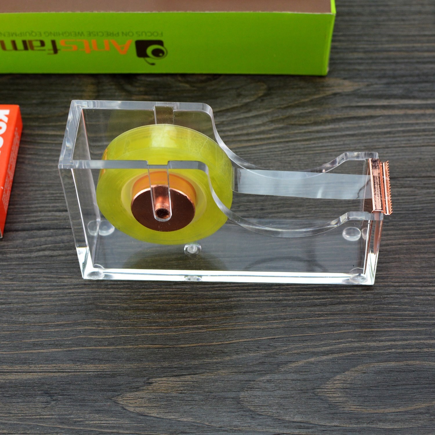 Deluxe Acrylic Office Desktop Tape Dispenser Clear Rose Gold